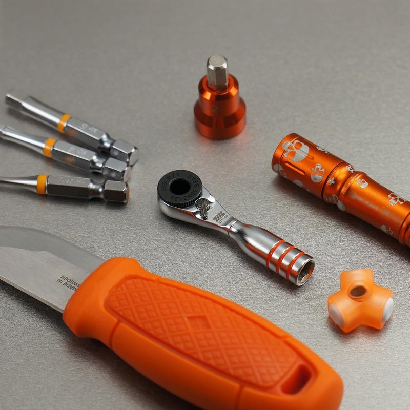 711L Mini Ratchet Wrench DUO - One of the World's Smallest 1/4" Ratchet Wrench For Tight Spaces - For Flat (32mm) and Standard (25mm) Double-ended Bit - Image 4